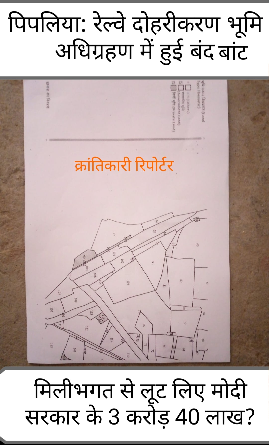 पिपलिया में रेलवे लाइने दोहरीकरण में बड़ा खेल हुआ... सरकारी जमीन पर अतिक्रमण करने वालों को ही करोड़ों का मुआवजा दिलवा दिया...?